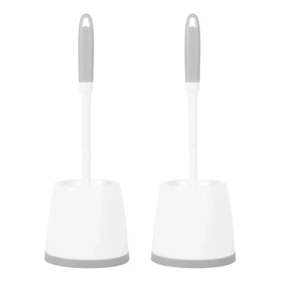 Image of Beldray COMBO 9042 Antibac 2 Pack Toilet Cleaner with Holder, Durable &amp; Tough Bristles Treated to Eliminate Bacteria Build Up, Secure Brush Topper, Compact Non Slip Base for Bathrooms, White, Set of