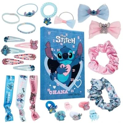 Image of Disney Stitch Advent Calendar 2024, Girls Hair Accessories Countdown (Blue)