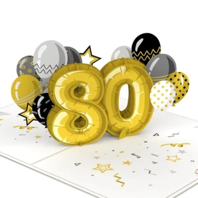 Image of papercrush® Pop Up Card 80th Birthday 3D with 80 for Women &amp; Men (Wife and Husband), Congratulations Mom, Grandpa, Grandma, Auntie, Dad male female best Friend