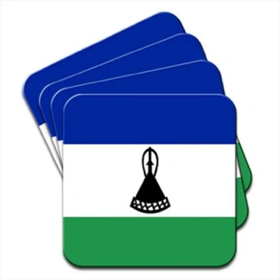 Image of Lesotho Flag Set Of 4 Premium Wooden Coasters