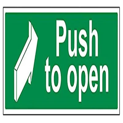Image of V Safety Push To Open Door Sign 450mm x 150mm 1mm Rigid Plastic