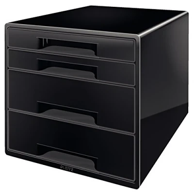 Image of Leitz Cube 4 Drawer Desk Organizer, Black/Grey, Dual Colour Range, 52521095