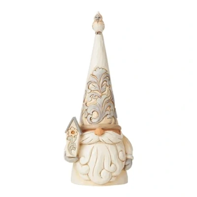 Image of Enesco Jim Shore Heartwood Creek White Woodland Gnome Holding Birdhouse Figurine, 7.08 Inch, Multicolor