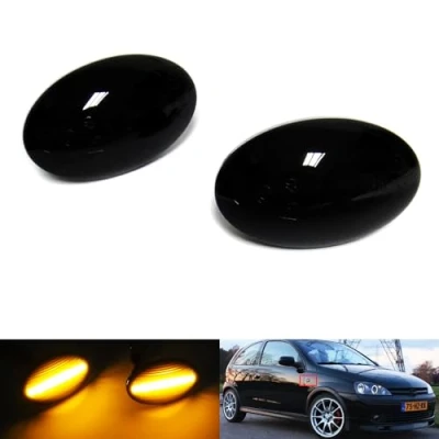 Image of RZG 2x Black Smoked Lens Side Indicator Amber LED Marker Repeater Light For Astra F Combo Corsa B C Meriva Tigra A