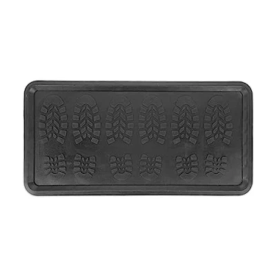 Image of Relaxdays Drip, Rubber, Tray for Wet Shoes and Boots, High Edge, 80x40 cm, Non Slip, Doormat, Black, 2 x 80 40 cm
