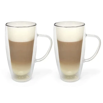 Image of Bredemeijer 165015 Cappuccino Glasses, Glass, 400 ml, Transparent