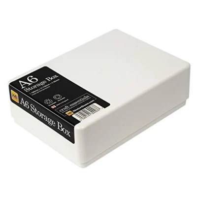Image of WestonBoxes A6 Plastic Craft Storage Boxes for Art Supplies, Paper and Storing Photographs 1 Litre Volume (Pack of 5, White/Opaque)
