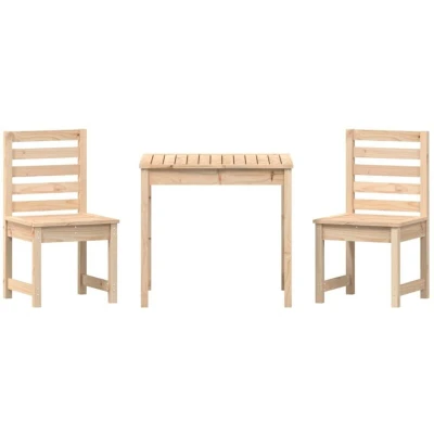 Image of vidaXL 3 Piece Garden Bistro Set Solid Wood Pine
