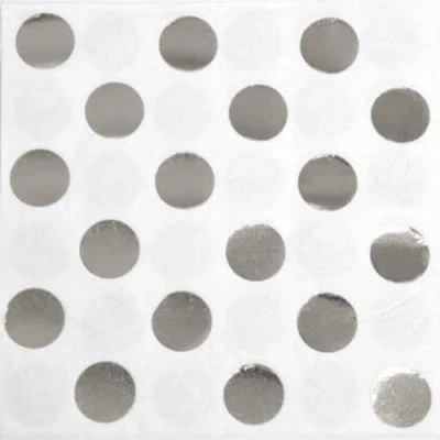 Image of Silver Foil Stamped Dots Beverage Napkins (12cm) Pack of 16 Perfect for Parties &amp; Events