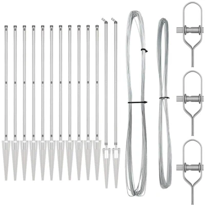 Image of vidaXL Fence Posts with Spike 13 pcs Ø32 mm 160 cm Galvanised Steel