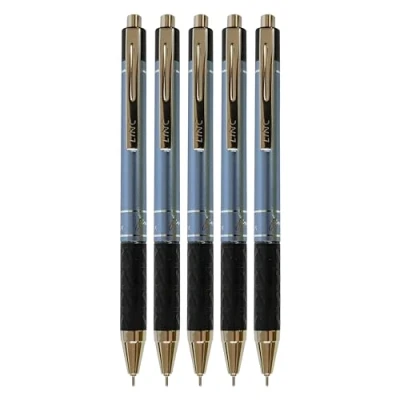Image of SignettaRT Retractable Ballpoint Pens, BLUE, Fine Point (0.7mm), Pack of 5, Smooth Ball Ideal for School Office Home Use, iZOFAX Black Pen