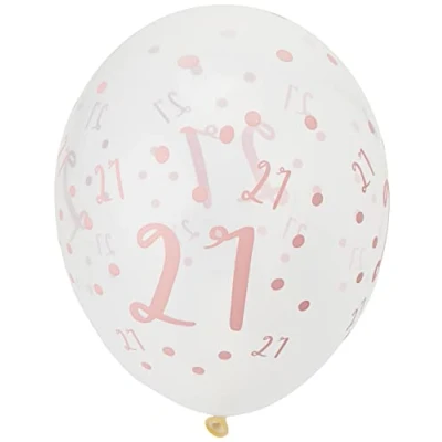 Image of Creative party Clear Print birthday Balloons, 6 21st decorations, premium RB311,30cm (12&quot;)