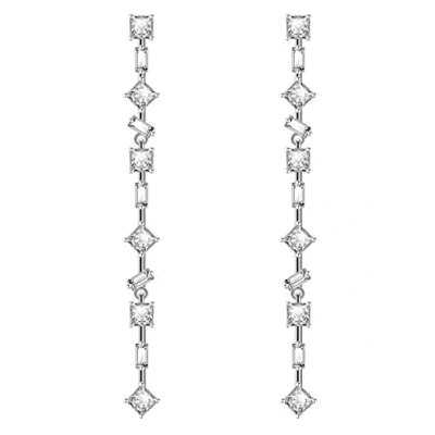 Image of KristLand 925 Sterling Silver Ear Pin White Gold Plated Women Dangle Drop Earrings with Sparkly Zirconia Stone Birthday Jewelry Gifts for Ladies Girl