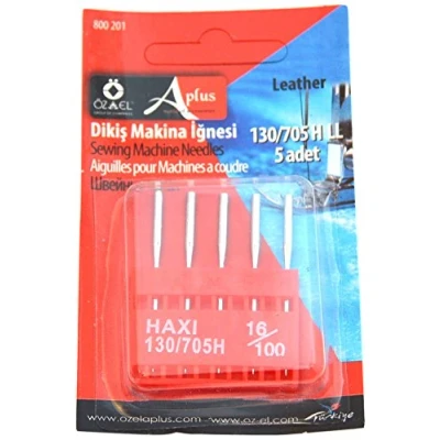Image of Ozelaplus Universal Sewing Machine Pack of 5 Needles Size 16/100 For Leather, Silver,