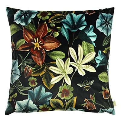 Image of Evans Lichfield Midnight Garden Aquilegia Cushion Teal Size 43 cm x