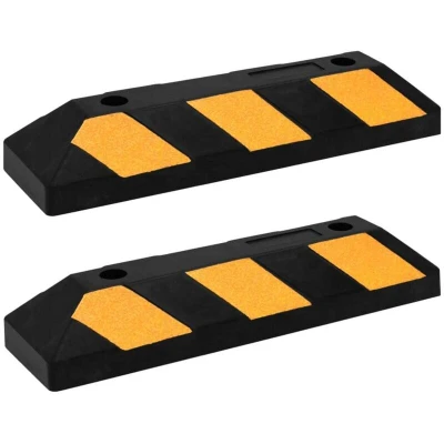 Image of vidaXL Reflective Parking Blocks 2 pcs 56x15x10 cm Rubber