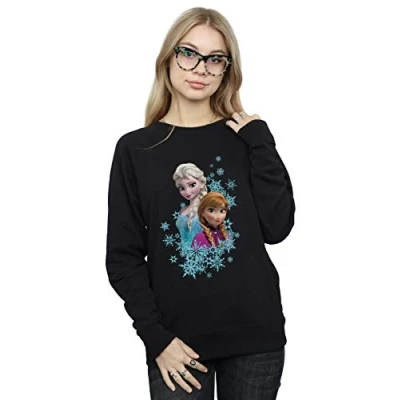 Image of Disney Women&#039;s Frozen Elsa and Anna Sisters Sweatshirt Black Large