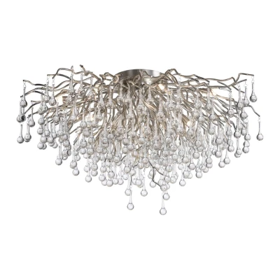 Image of Icicle Chandelier Glass Drops Ceiling Light Steel 14x G9