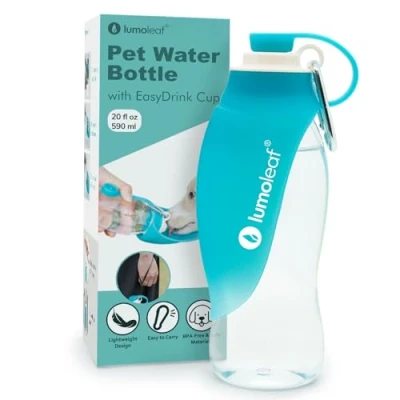 Image of LumoLeaf Dog Water Bottle for Walking, Portable Pet Dispenser with Foldable Leaf Bowl Lightweight Travel Small &amp; Medium Dogs, 590 ml