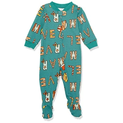 Image of Amazon Essentials Disney Marvel Star Wars Unisex Babies&#039; Snug Fit Cotton Footed Pyjamas, Festive Sleep &amp; Play, Premature