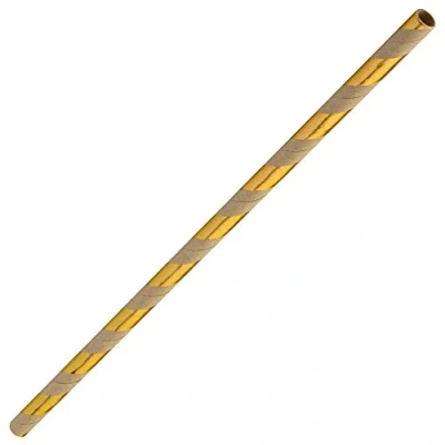 Image of Gold &amp; Brown Paper Straws 8inch Pack of 250
