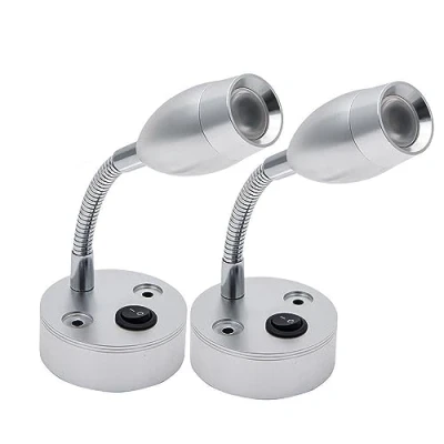 Image of MASO H84080W2 2x 12V LED Spot Reading Light Switch Camper VAN Caravan Boat Motorhome Warm pack of 2