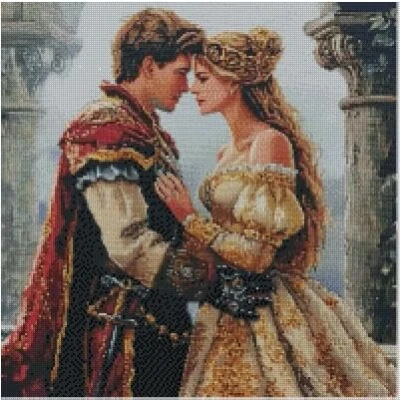 Image of Triumphal Reunion Counted Cross Stitch Kits, 14ct 200x200 Stitch,36x36cm Cotton Prince and Princess kit
