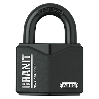 Image of ABUS Granit Padlock 37/55 for Outdoor Use Made of Hardened Special Steel Key with LED Light Plus Disc Cylinder Security Level 10 Black