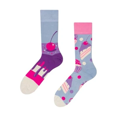 Image of Dedoles Unisex Socks for Women, Men &amp; Kids Cotton Funny Designs Football Bicycle Horses Plants Firefighter Gift Mismatched, Design: Cherry Cake, Colour: Purple, Size: 5 7.5 W / 6 8 M UK
