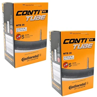 Image of Continental 26&quot; x 1.75 2.5 Mountain Bike Inner Tubes with 42mm Presta Valve (Pair), Black