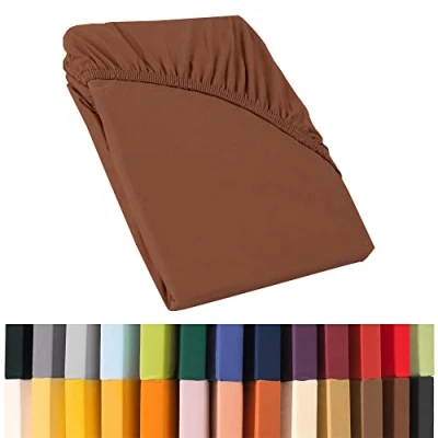 Image of CelinaTex Jersey Fitted Sheet, 140 x 200 160 220 cm for Box Spring Beds, Water Beds and Standard Mattresses, 100% Egyptian Cotton Quality, Relax, 0001907 Cherry Red