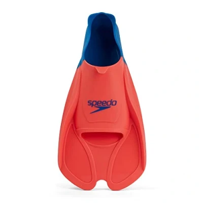 Image of Speedo Unisex Biofuse Swimming Training Fins Comfortable Fit Ergonomic Design Swim Training, Orange/Blue, 11 12 UK