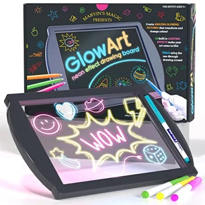 Image of Marvin&#039;s Magic Neon Glow Craft Kit Set Light Up Tracing Pad Drawing Tablet Kids Childrens Kits Battery Powered Doodle Art Board