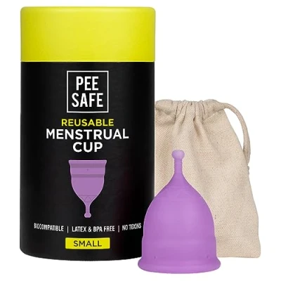Image of PEESAFE Menstrual Cups Size Mini Small for 18 Years and Below Leak Proof Period Safety of 100% Medical Grade Silicone Storage Pouch Included Cup