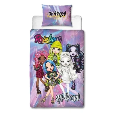 Image of Character World Official Rainbow High Single Duvet Cover Set Shadow Dolls Design Reversible 2 Sided Bedding Including Matching Pillow Case Bed