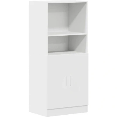 Image of vidaXL kitchen cabinet modern white engineered wood storage cupboard for home/restaurant spacious 57x41.5x131.5 cm design with shelves &amp; bottom easy cleaning maintenance