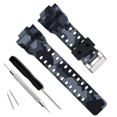Image of My Time OliBoPo Natural Resin Replacement Watch Band Strap for Casio Mens G Shock GD120/GA 100/GA 110/GA 100C (Camouflage Grey)