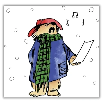 Image of Christmas Cards Pack of 8 Paddington Goes Carol Singing Made in the UK Eco Friendly