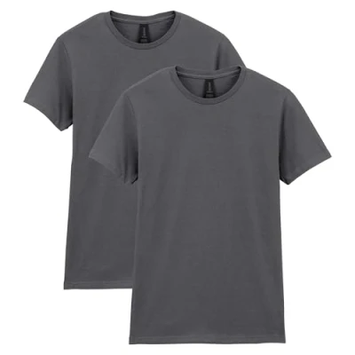 Image of Gildan Women&#039;s Fitted Cotton T Shirt, 2 Pack, Charcoal, Medium