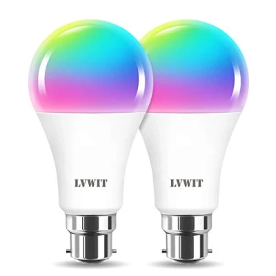 Image of LVWIT 12W Smart Bulb B22, A70 Life Bulb,100 Watt Equivalent,High 1521LM, Dimmed Light B22,Compatible with Alexa,Echo,Tuya and Google, (Pack of 2)