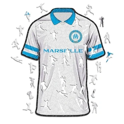Image of Iconic Puzzles, Marseille Jersey, 100% eco sustainable wooden puzzle with official license,Size S, 150 Pcs