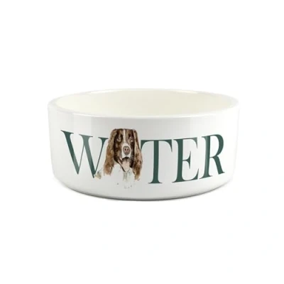 Image of Springer Spaniel Pet Bowl Large Ceramic Water White Dish For Dogs