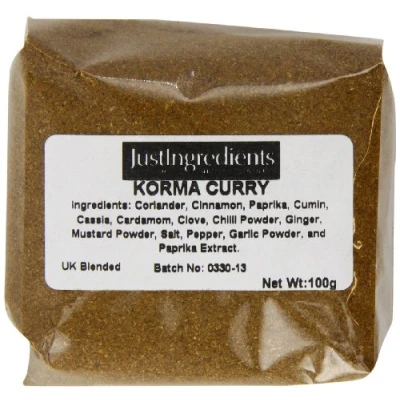Image of JustIngredients Essentials Korma Curry Powder, 100 g Pack of 5