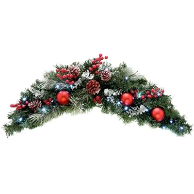 Image of WeRChristmas Pre Lit Decorated Arch Garland Illuminated with 20 Cool White LED Lights, 90 cm Frosted