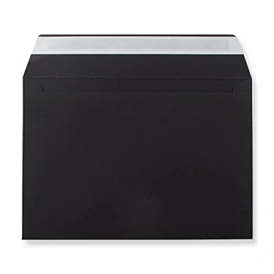 Image of C5 Coloured Envelopes for A5 Greeting Cards Wedding Invitations &amp; Crafts (162x229mm) Pack of 40 (Black Peel Seal)