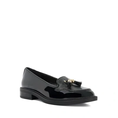 Image of Dune Ladies Grape Patent Tassel Loafers Size UK 8 Flat Heel Black