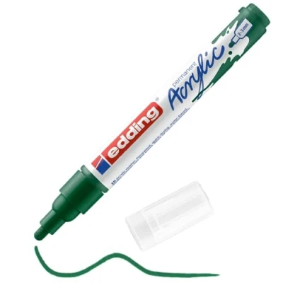 Image of edding 5100 acrylic marker medium green 1 waterproof paint round nib 2 3mm pen for drawing on canvas, art paper and wood markers pebbles