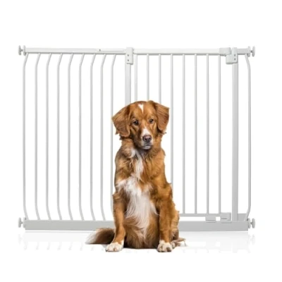 Image of Bettacare Extra Tall Elite Dog Gate, 134cm 143cm, Matt White, 96.8cm in Height, Pressure Fit Pet Gate for and Puppy, Barrier, Easy Installation