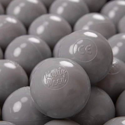 Image of KiddyMoon Soft Plastic Play Balls For Children 100 Balls/6Cm 2.36In Colourful Made In EU, Grey