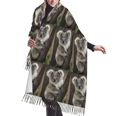Image of 408 Blanket Scarf Koala Bear Animals Wildlife Warm For Women Long Shawl Wraps Winter Wedding Birthday Christmas 72X197Cm
